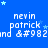 Blue background with repeated white text 'nevin patrick' and 'ϖnd;' surrounded by light blue stars, static image.