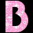 Two side-by-side frames of a pink glittery letter B with white sparkles on black background, showing slight animation variation between left and right versions.