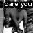 Black-and-white animated image of a person in a suit holding another person's hand with text overlays reading "i dare you to NEVER let go".