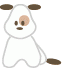 Pixelated white dog with brown ears and tail, brown nose, and light brown eye patch, shown in two side-by-side poses with slight head and eye position differences.