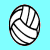 A static image with a light blue background displays multiple variations of volleyball-related text and star symbols, including 'Proud', 'volleyball', 'baLL', and '#53' in black or white pixelated fonts.