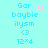 Pixelated cyan text on light blue background with pink heart and starburst animations above 'Gor baybie' lines.