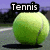 A tennis ball on a court with text overlays reading "Tennis you only live once but get to serve twice".