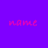Static pixel art icon with pink text 'NAME' on solid purple background, rendered in low-resolution blocky style.