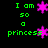 Green text reads 'I am so a princess' with pink starbursts on black background; stars shift position across frames.