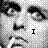 A 3x2 contact sheet of six animated frames showing a pixelated grayscale face with text and heart symbols changing across frames.