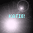 Four- shows animated light effects with cyan text 'KATIE!' in each , varying bright spots and circular glows