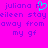 Pixelated text on bright pink background with cyan heart symbol replacing 'n' in 'juliana n'