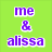 Green background with purple and pink pixelated text arranged in a , reading 'me & alissa are the ppl who make tables COLLAPSE'