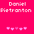 Pixelated text and heart symbols on a bright pink background with two identical side-by-side layouts.