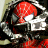 A 48x48 pixel animated contact sheet showing two frames of a Spider-Man icon with red and silver armor, alongside green text reading "Original Icons .com" on a dark background.