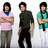 Three pixelated figures stand side-by-side against a light background, each with distinct clothing and poses.