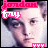 nine identical pixelated images showing a person's face with pink text overlays and small symbols below