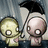 Two pixelated characters stand under a black umbrella in rain, one yellow, one pink, with text reading "If you get wet you might get sick" on a black background.