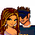 Pixelated cartoon-style image of two figures in a close pose, with text reading "Kelly and Austin" on a pink heart shape.