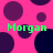 A static image with a bright pink background covered in overlapping dark purple circles, featuring four instances of the word "Morgan" in green pixelated text.