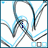 Animated icon with blue and gray chevron patterns and changing text elements.