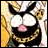 Pixelated anime-style face with wide eyes, pink tongue, and open mouth against a yellow background, next to text reading "Anime IM" and "c0m".
