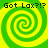 Four identical spiral patterns in green and yellow with text above each reading "Got Lax?!?" on a bright background.