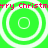 Green background with four white concentric circles arranged in a , overlaid by red pixelated text reading 'Merry Christm' repeated horizontally