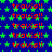 Blue background with green star patterns and repeated red text 'travis!!' in pixelated font.