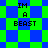 Pixelated text 'IM A BEAST' appears on a green and blue checkered background with diamond-shaped patterns.