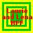 Four identical pixelated icons display red text "Laurie and Lena BFF" on green backgrounds with yellow borders, arranged in a