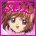 Pixelated cartoon character with brown hair and green eyes, shown in two color variations against pink and neutral backgrounds.