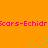 Pixelated pink text 'scars-Echidr' repeats horizontally on an orange background with scattered cyan dots.