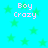 Pixelated cyan background with green stars and pink text reading "Boy Crazy" in four quadrants.