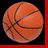 Pixelated basketball on black background, red starry backdrop with blue text and yellow sparkles.