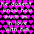 Pixelated text repeats across a heart-patterned background with shifting purple hues.