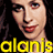 A 4-frame contact sheet of a pixelated animated icon featuring Alanis Morissette with yellow text overlays reading 'alanis' and 'under rug swept'.