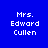 Four variations of a blue background with white text "Mrs. Edward Cullen" displayed in different orange highlight states.