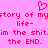 Pixelated pink background with red text and a heart symbol, displaying repeated phrases including 'life-', 'im the shit.', and 'the END.'