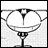 A black-and-white animated contact sheet showing two frames of a stylized cyborg character with large circular eyes and a metallic body, alongside text reading "Anime IM" and "COM" on the right frame.