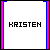 Animated sequence of pixel art icons featuring the name 'KRISTEN' with varying star and heart symbols in blue, pink, and white.