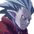 Pixelated anime-style character with blue hair and purple eyes wearing a red jacket, static single-frame image.