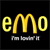 Pixelated yellow text 'emo' on black background with grayed-out text below, rendered in low-resolution digital style.