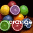 Pixelated fruit icons with text overlays; left shows 'orange' over red and green fruits, right shows 'love' over same fruits.