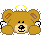 Pixelated brown teddy bear with angel wings and halo, smiling face, static pose on gray background.