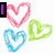 Six heart-shaped outlines in pink, blue, and green with text overlays reading 'Will', 'Never', 'Forget', 'You...', each repeated across two