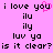 Pixelated text on a pink background with one instance of 'you' featuring a pink heart replacing the letter 'o'.