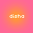 Four identical pixelated 'disha' text icons arranged in a on a gradient background transitioning from pink to orange