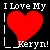 Pixelated red heart icon with white text 'I Love My' above and 'Keryn!' below on black background.