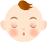 Two pixelated cartoon baby faces side-by-side with closed eyes and rosy cheeks, one with a small open mouth and the other smiling widely with visible teeth.