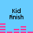 A static image with a light blue background displays four identical text blocks reading "Kid Anish" in black pixelated font, each above a horizontal pink bar graph animation sequence.