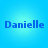 Four identical pixelated blue text 'Danielle' on a light blue gradient background, arranged in a