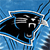 Static pixelated icon featuring a black panther silhouette with white outline against blue background, resembling the Carolina Panthers logo.