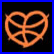 A pixelated orange basketball hoop outline on black background with yellow text reading "I love b-ball" in three lines.